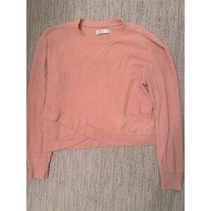Hollister Women's Pink Ribbed Cropped Pullover Sweater Size M